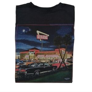 IN N OUT Burger Black California Mike Rider 2012 Old Cars Foodie Tee Large‎